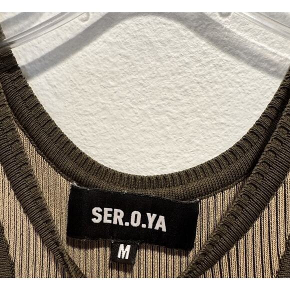 SEROYA Dress Women’s Size Medium Sofie Knit Ribbed Bodycon Slit Sexy - Picture 5 of 11